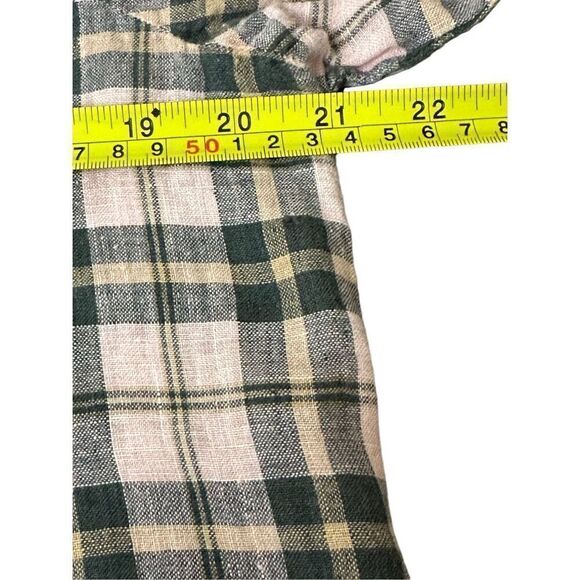 CP Shades Tunic Top Size Medium 100% Linen Plaid Button Front Long Sleeve Shirt - Picture 5 of 11